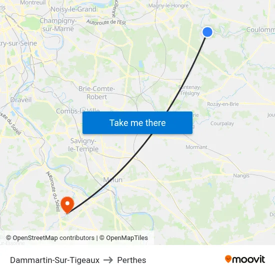 Dammartin-Sur-Tigeaux to Perthes map