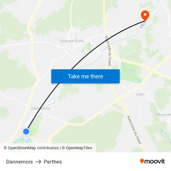 Dannemois to Perthes map