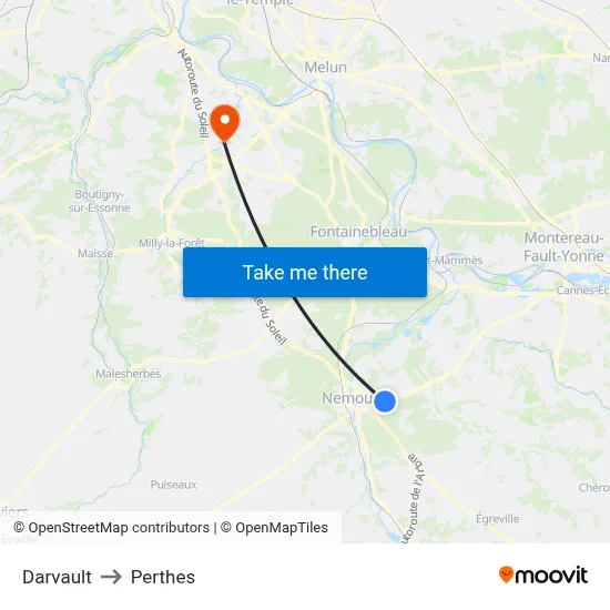 Darvault to Perthes map