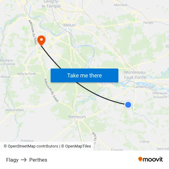 Flagy to Perthes map
