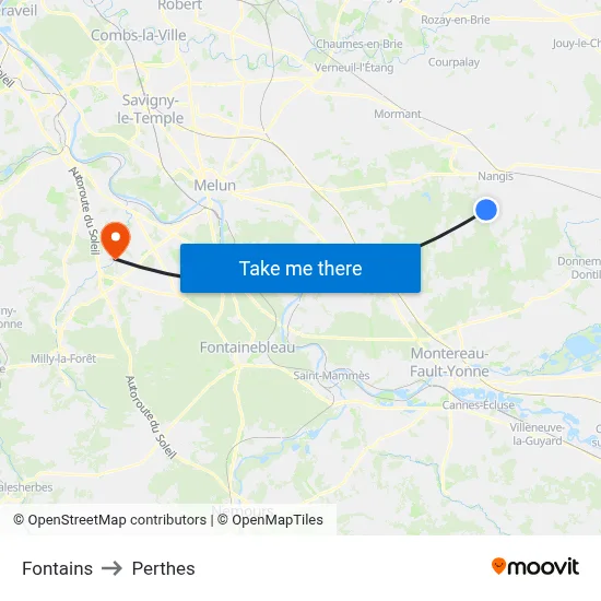 Fontains to Perthes map