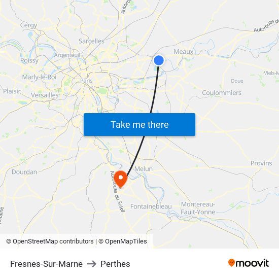 Fresnes-Sur-Marne to Perthes map