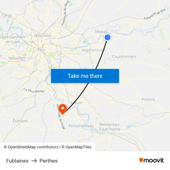 Fublaines to Perthes map