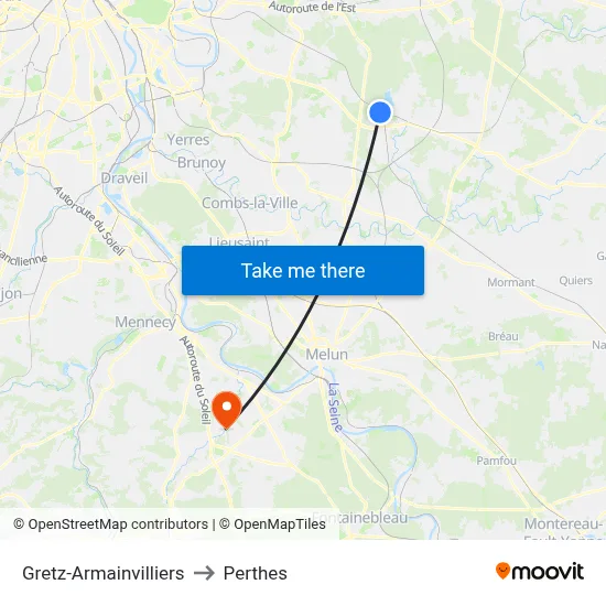 Gretz-Armainvilliers to Perthes map