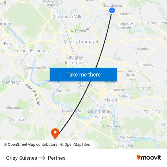 Grisy-Suisnes to Perthes map