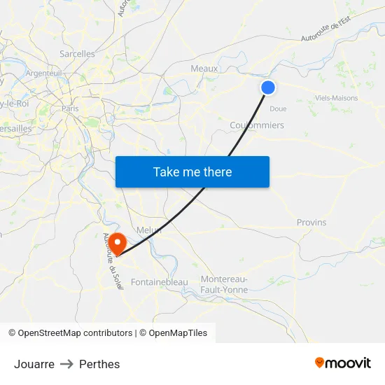 Jouarre to Perthes map