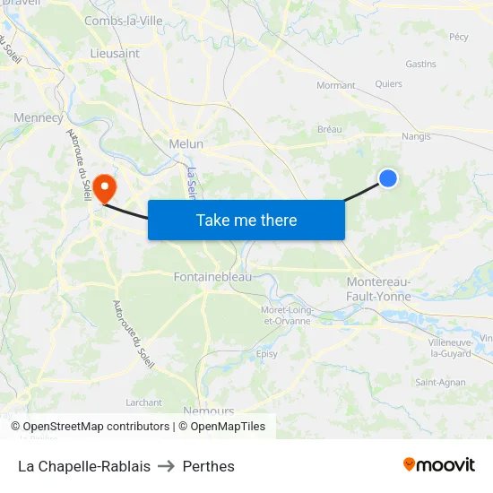 La Chapelle-Rablais to Perthes map