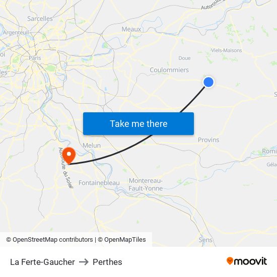 La Ferte-Gaucher to Perthes map
