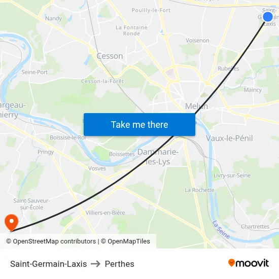 Saint-Germain-Laxis to Perthes map