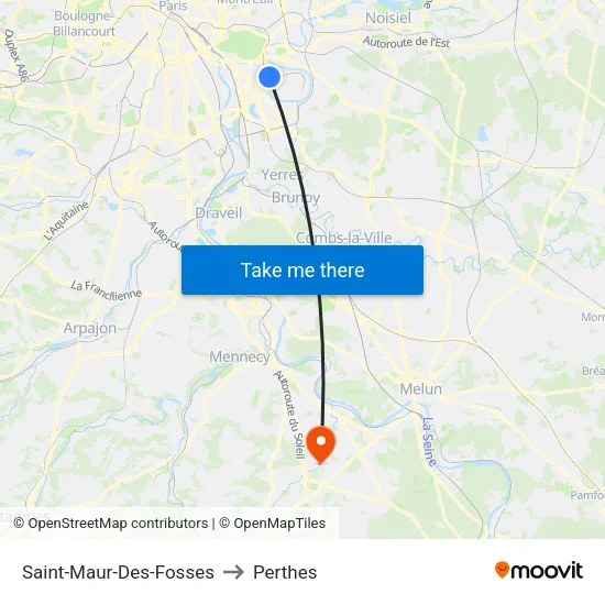 Saint-Maur-Des-Fosses to Perthes map