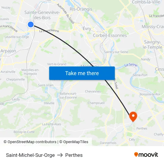 Saint-Michel-Sur-Orge to Perthes map