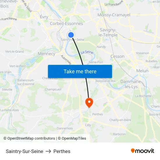 Saintry-Sur-Seine to Perthes map