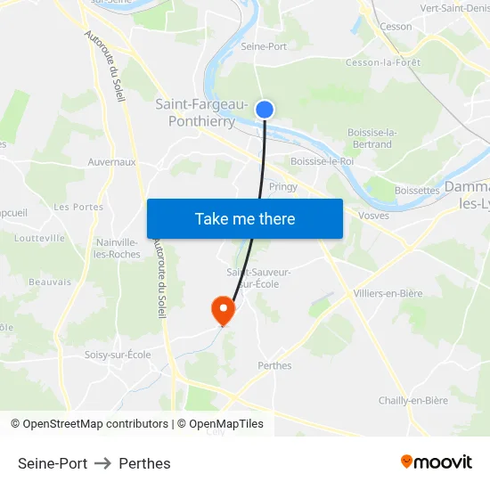 Seine-Port to Perthes map