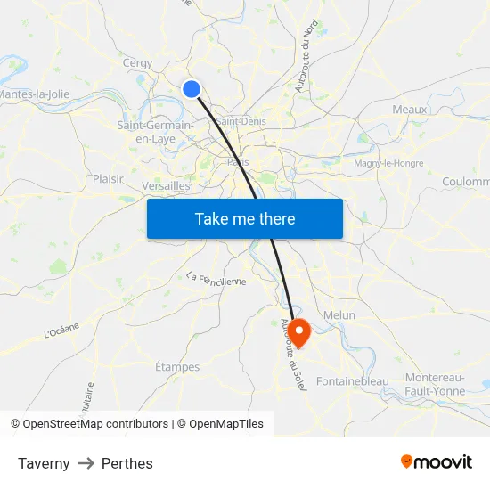Taverny to Perthes map