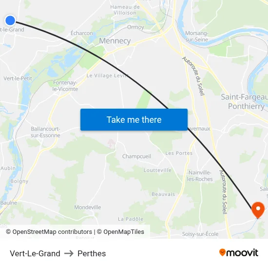 Vert-Le-Grand to Perthes map