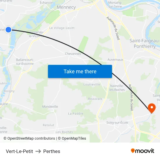 Vert-Le-Petit to Perthes map