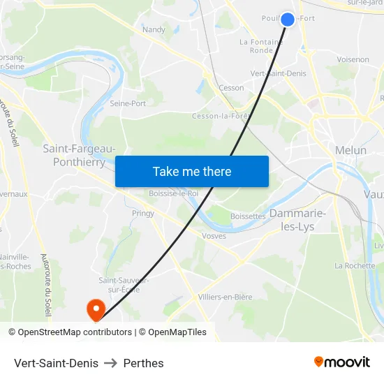Vert-Saint-Denis to Perthes map