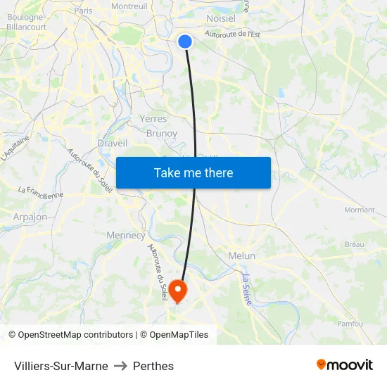 Villiers-Sur-Marne to Perthes map