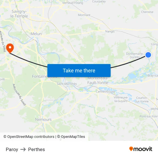 Paroy to Perthes map