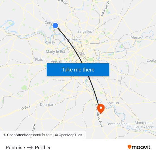 Pontoise to Perthes map