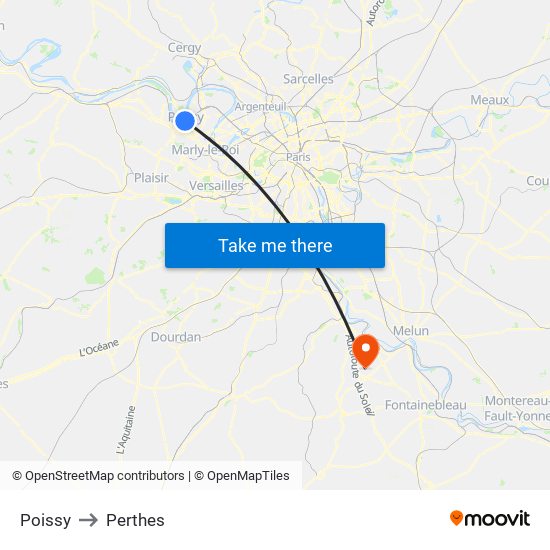 Poissy to Perthes map