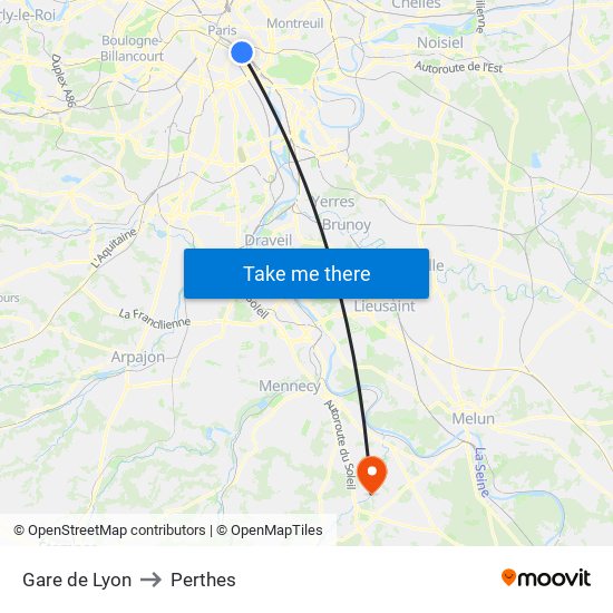 Gare de Lyon to Perthes map