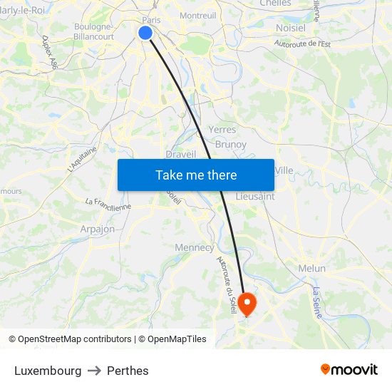 Luxembourg to Perthes map