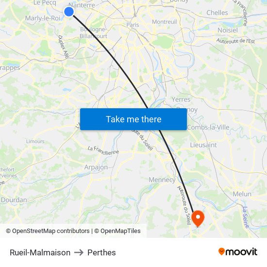 Rueil-Malmaison to Perthes map
