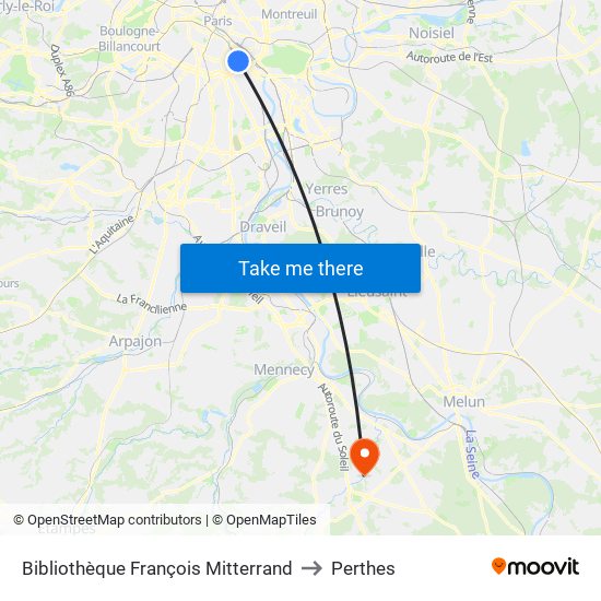 Bibliothèque François Mitterrand to Perthes map