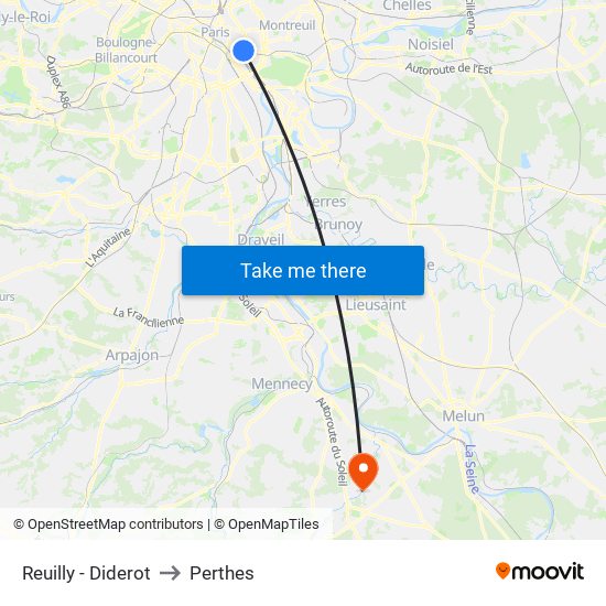 Reuilly - Diderot to Perthes map