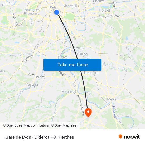 Gare de Lyon - Diderot to Perthes map