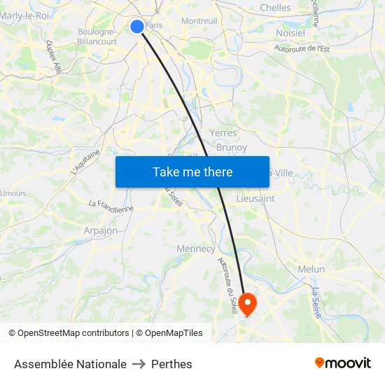 Assemblée Nationale to Perthes map