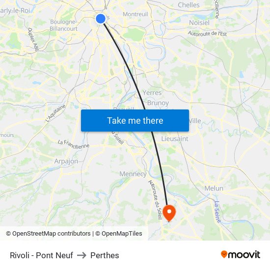 Rivoli - Pont Neuf to Perthes map