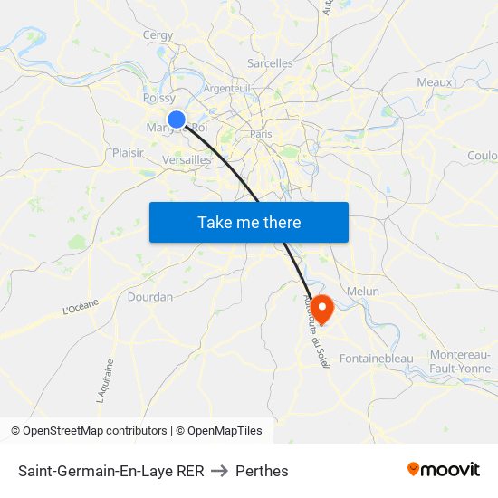 Saint-Germain-En-Laye RER to Perthes map