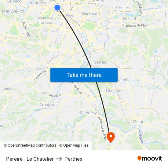 Pereire - Le Chatelier to Perthes map