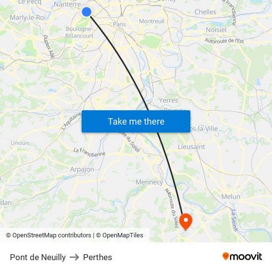 Pont de Neuilly to Perthes map