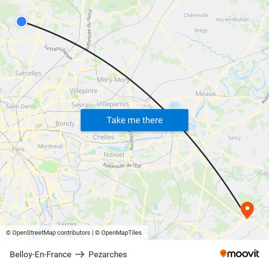 Belloy-En-France to Pezarches map