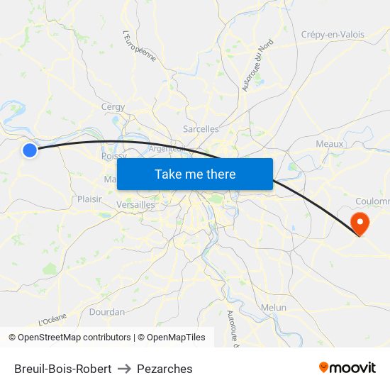 Breuil-Bois-Robert to Pezarches map