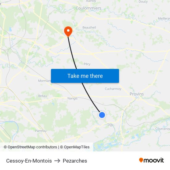 Cessoy-En-Montois to Pezarches map