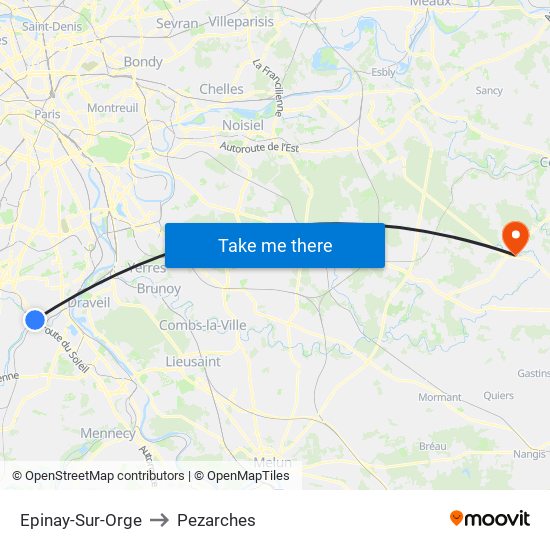 Epinay-Sur-Orge to Pezarches map