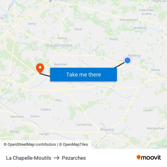 La Chapelle-Moutils to Pezarches map