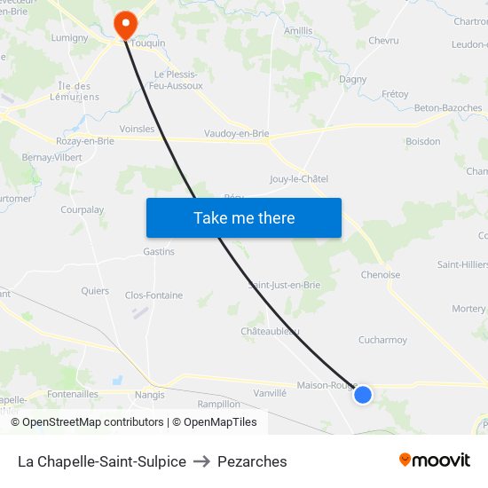 La Chapelle-Saint-Sulpice to Pezarches map