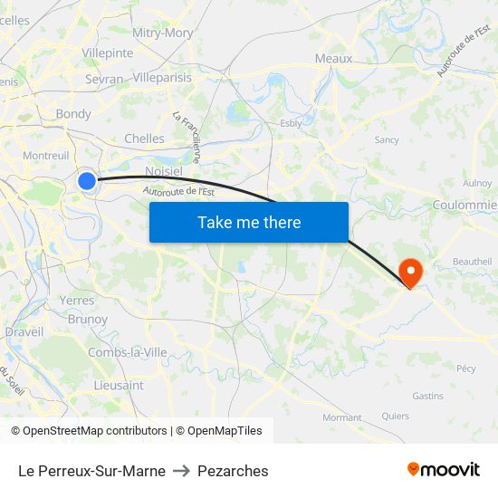 Le Perreux-Sur-Marne to Pezarches map
