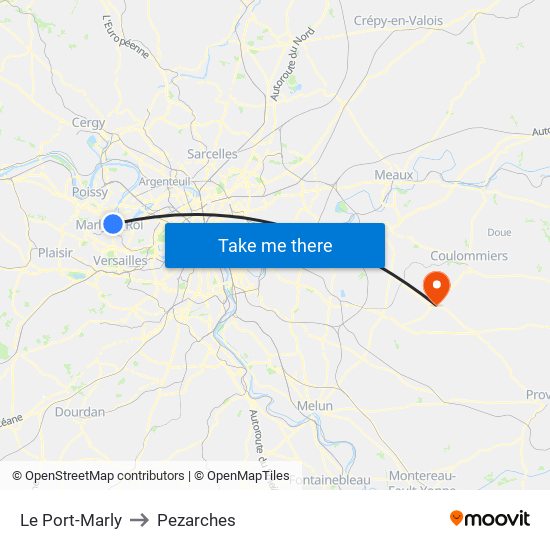 Le Port-Marly to Pezarches map