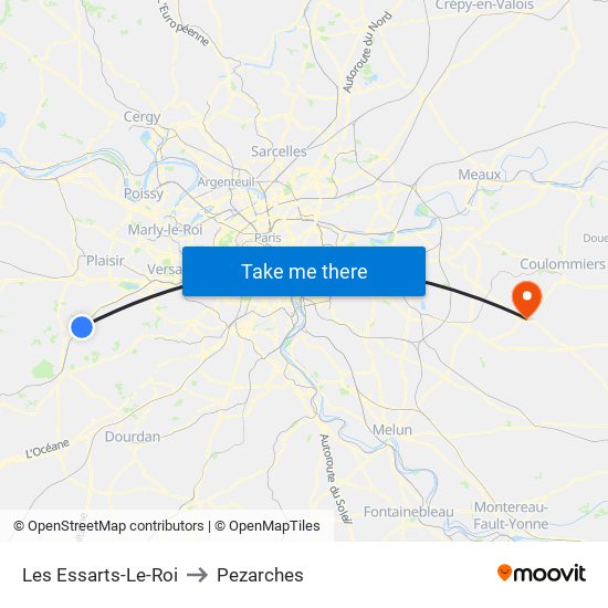 Les Essarts-Le-Roi to Pezarches map