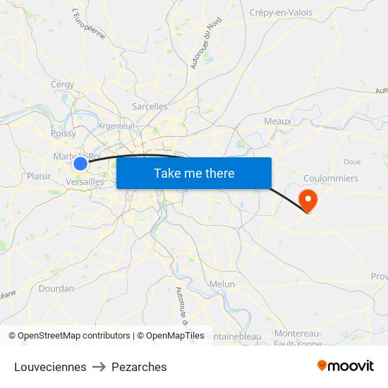 Louveciennes to Pezarches map