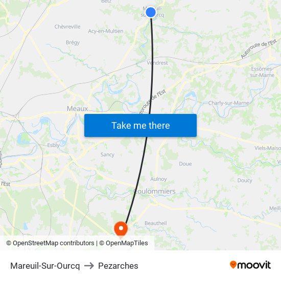 Mareuil-Sur-Ourcq to Pezarches map