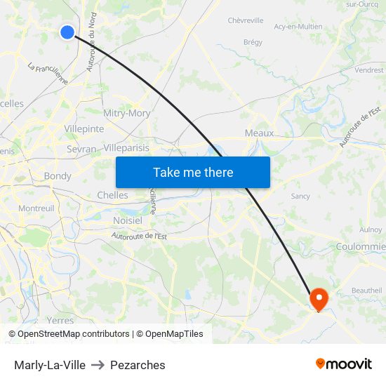 Marly-La-Ville to Pezarches map
