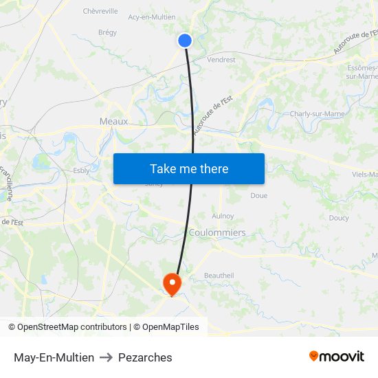 May-En-Multien to Pezarches map