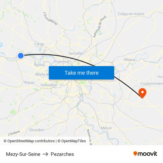 Mezy-Sur-Seine to Pezarches map